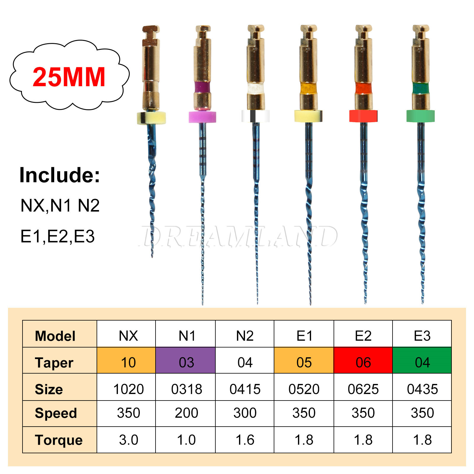 6pcs Dental NiTi Super Files Rotary Tip Endodontic Endo Motor Root Canal 25mm