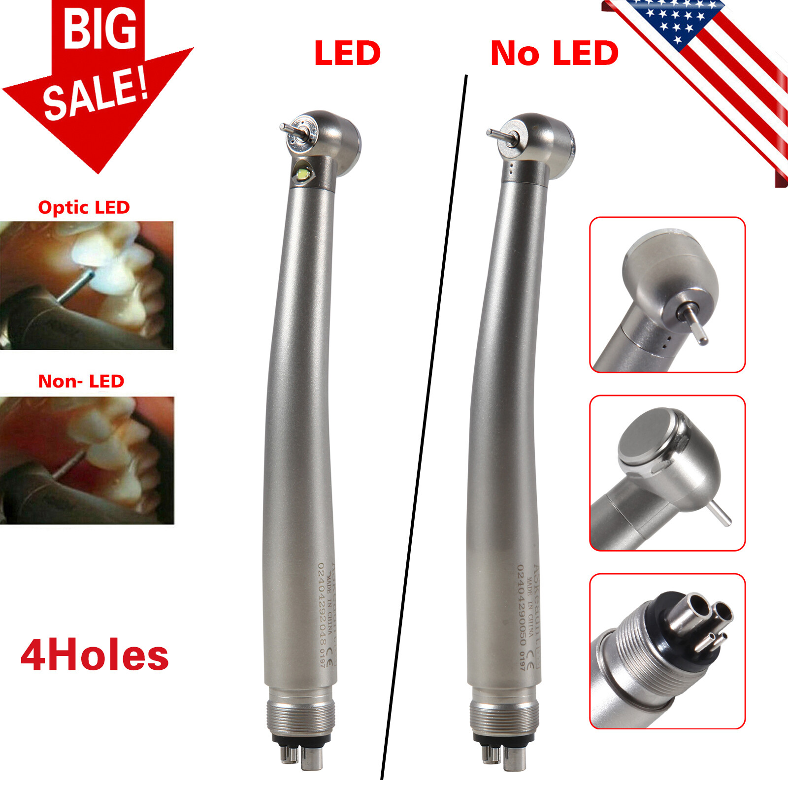 Dental High Speed Handpiece with LED/without LED Air Turbine 4 Hole NSK Style