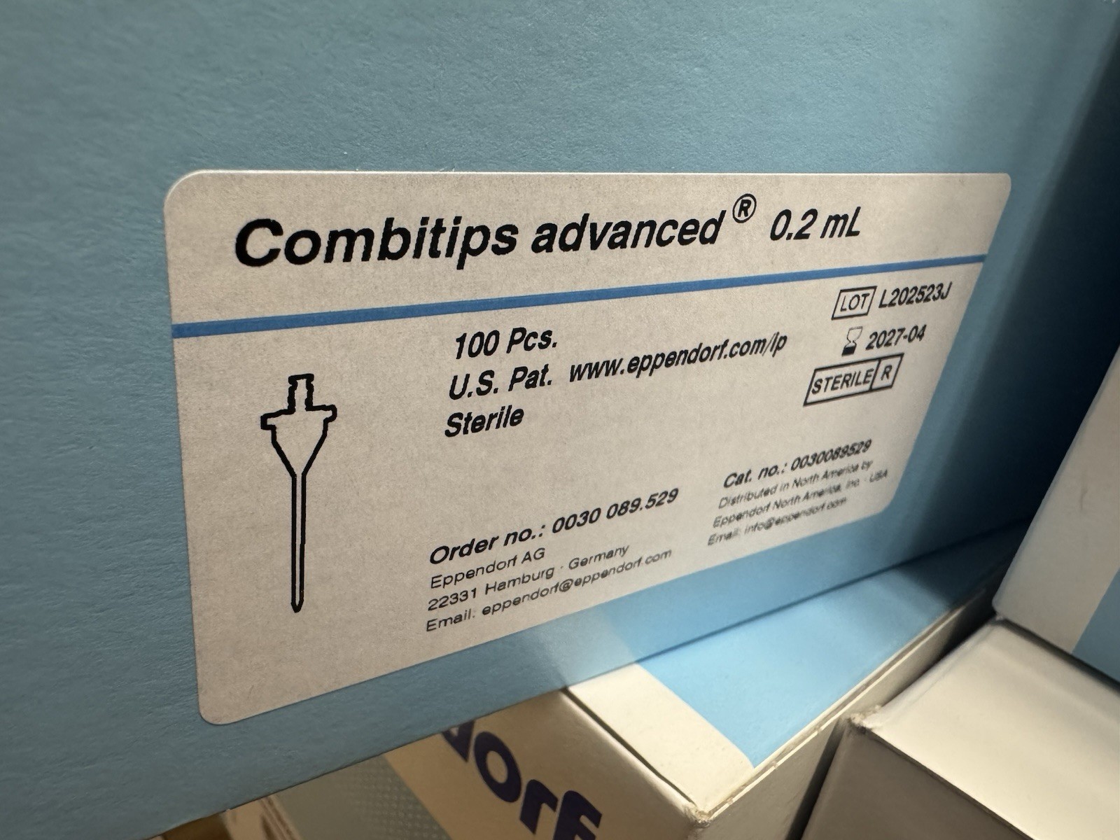 Eppendorf Advanced Combitips, 100pc/pk, volume 0.1ml, 0.2 ml, 0.5 ml, 2.5 ml