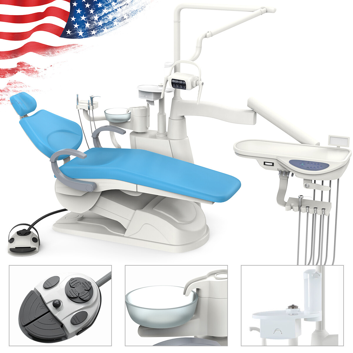 Dental Unit Chair Computer Controlled DC Motor PU Hard Leather+Doctor Stool FDA