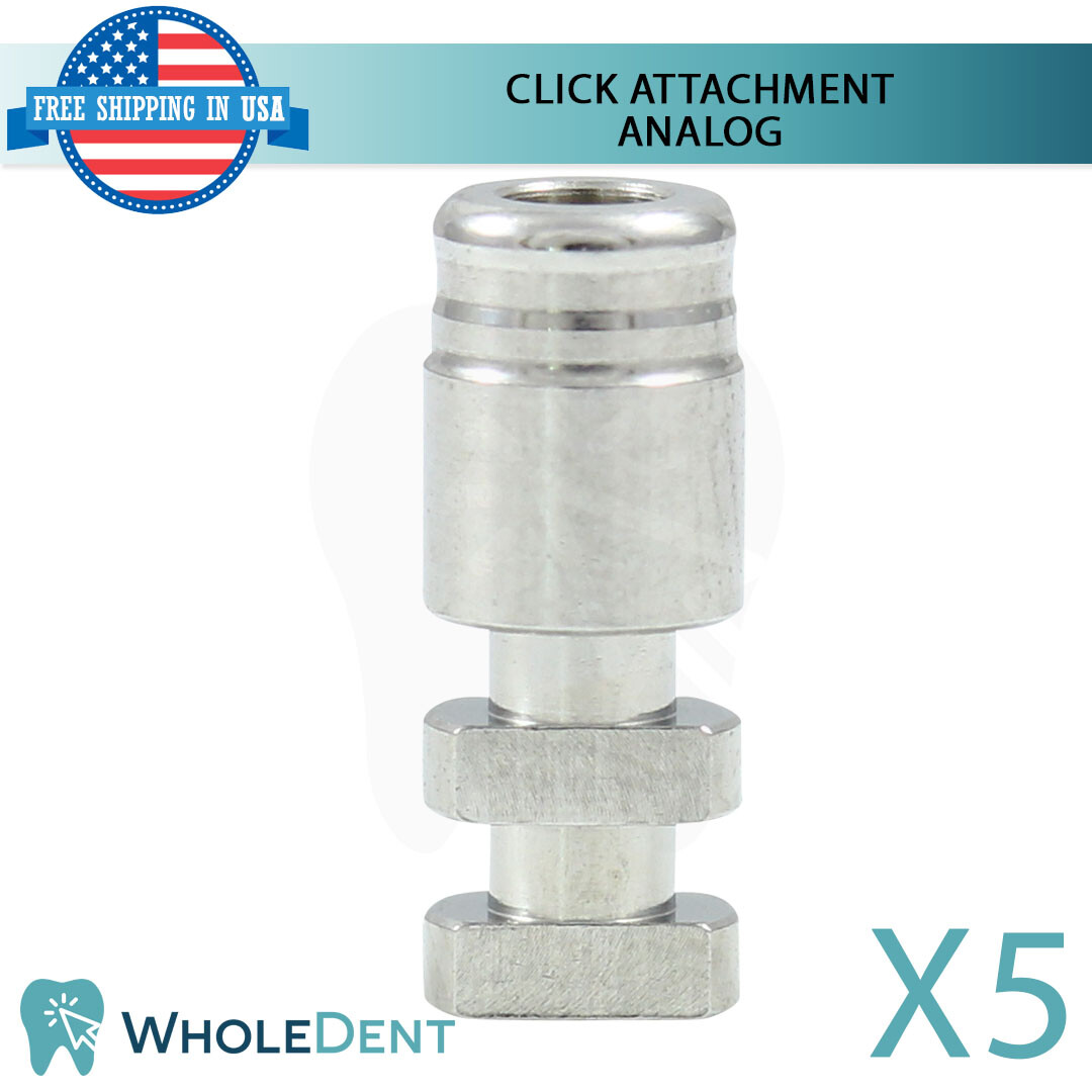 5x Click Attachment Analog Titanium Dental Abutment Lab Replica 10.4mm Length