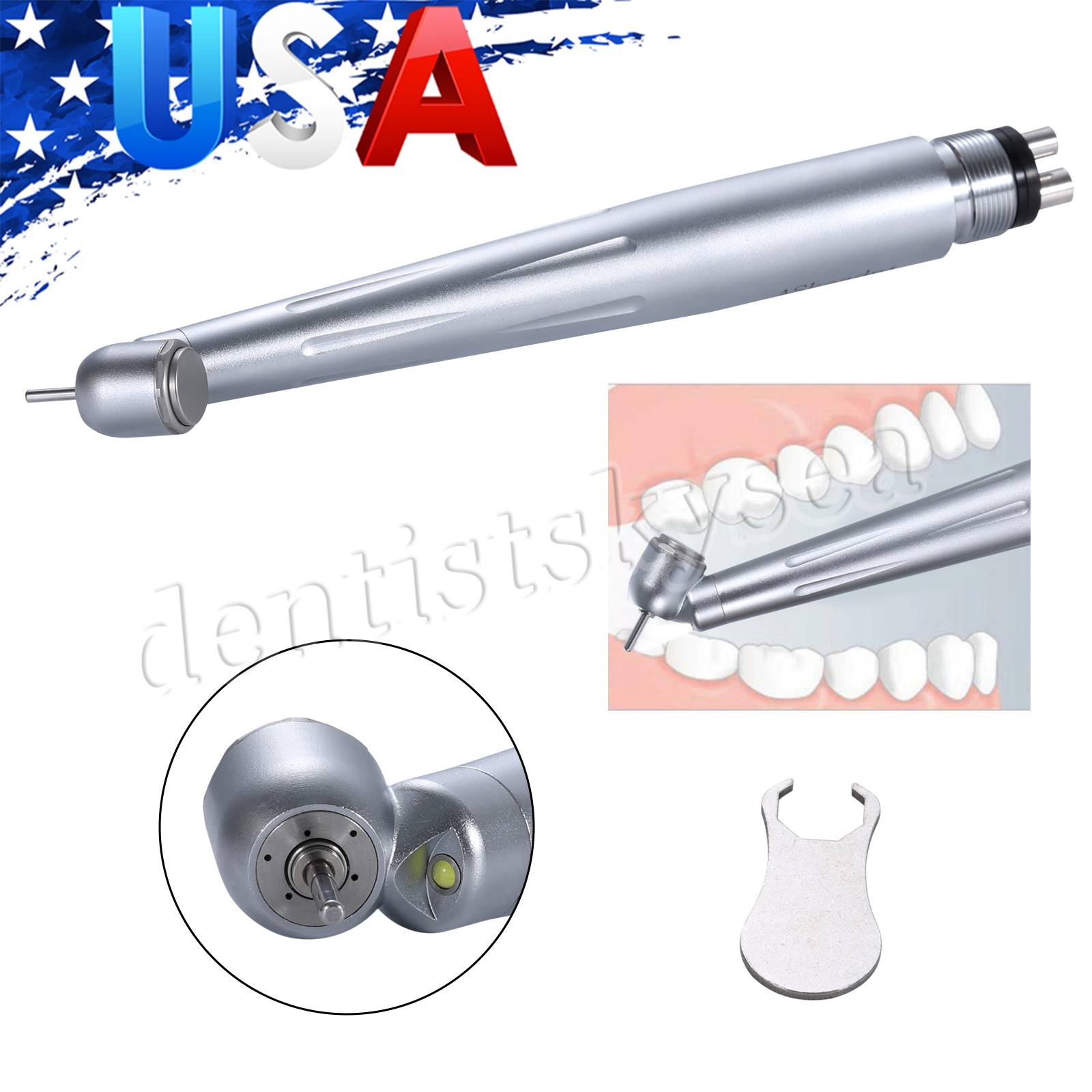 Pieza de mano quirúrgica dental de fibra con LED y generador E de 45 grados 4H