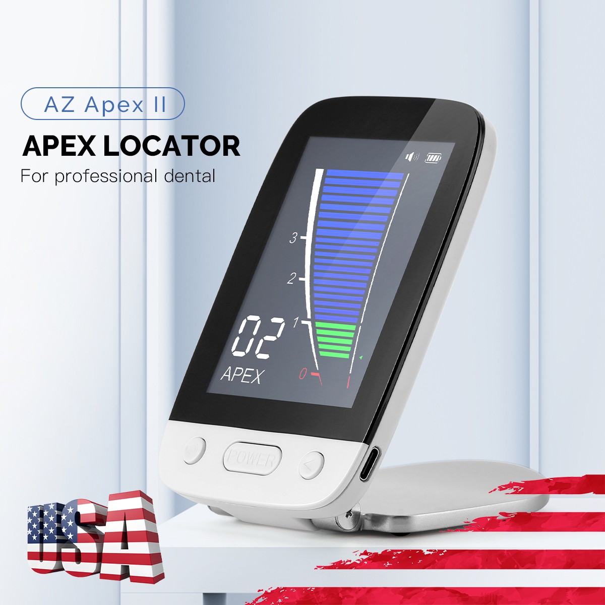 AZDENT Dental Apex Locator Multifrequency Auto Calibrate Endo 800mAh