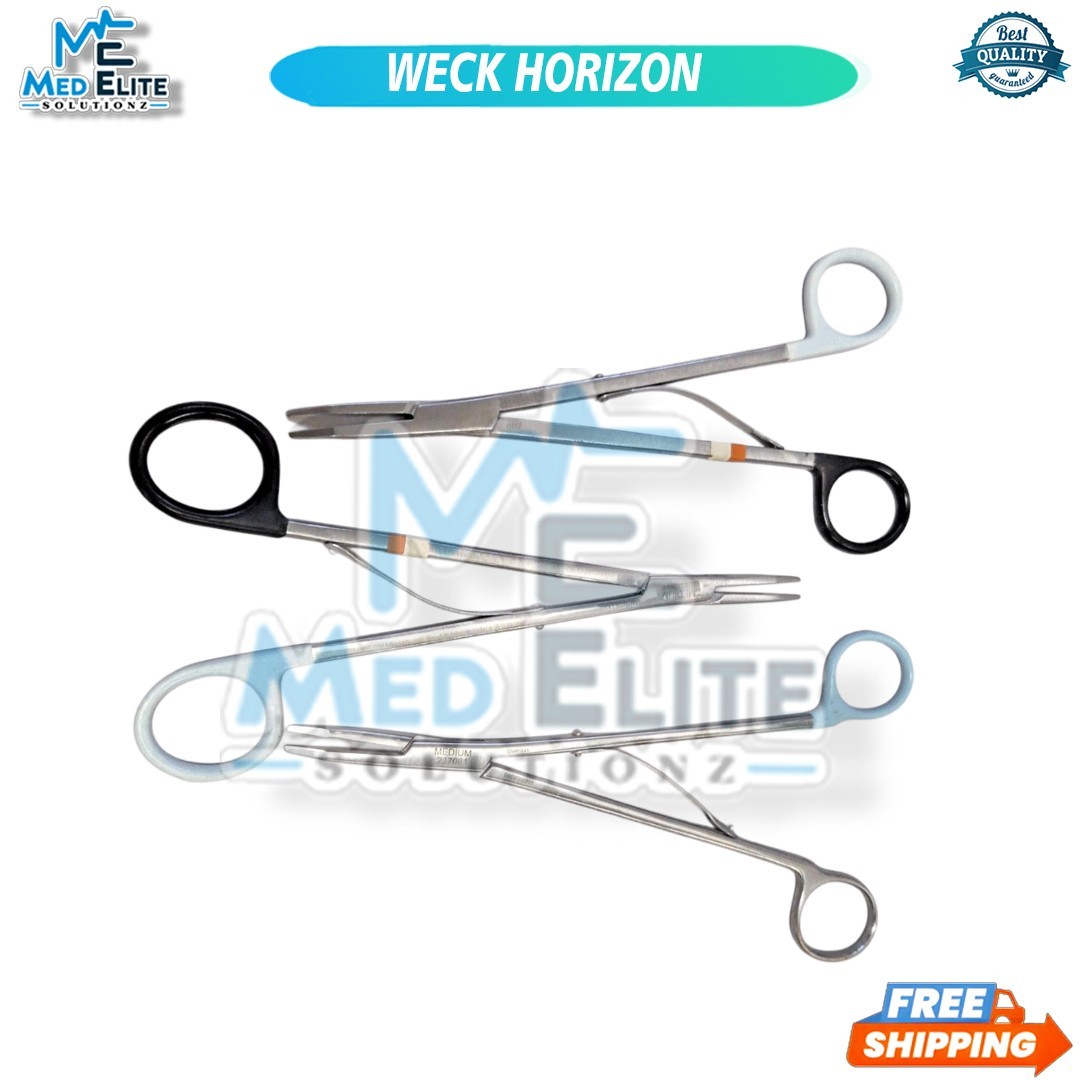 Lot of THREE Weck Horizon 237081 Open Ligating Clip Appliers Medium, curved, 8
