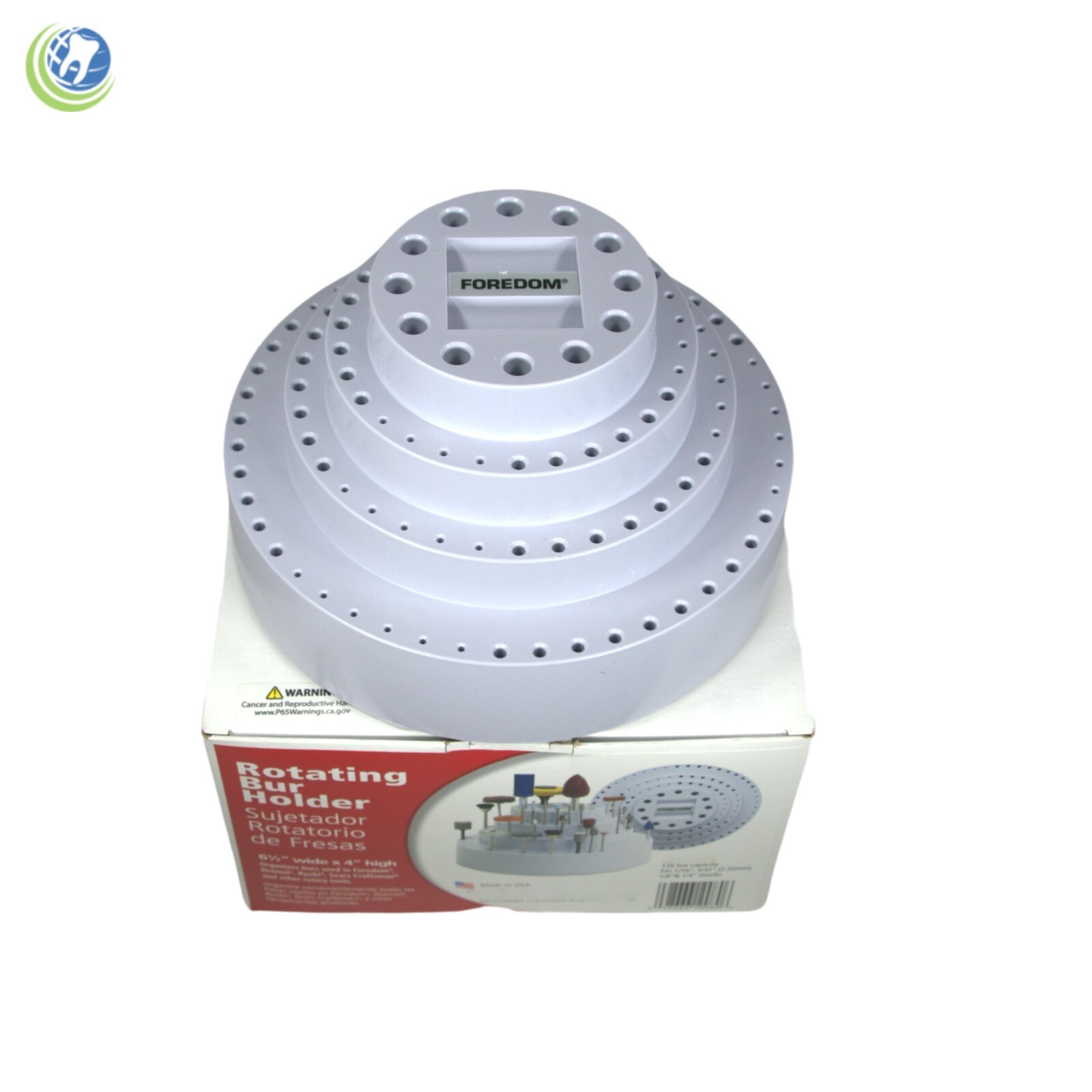 Foredom Large Dental Lab Bur Rotating Storage Station Holds 126 Assorted Bits