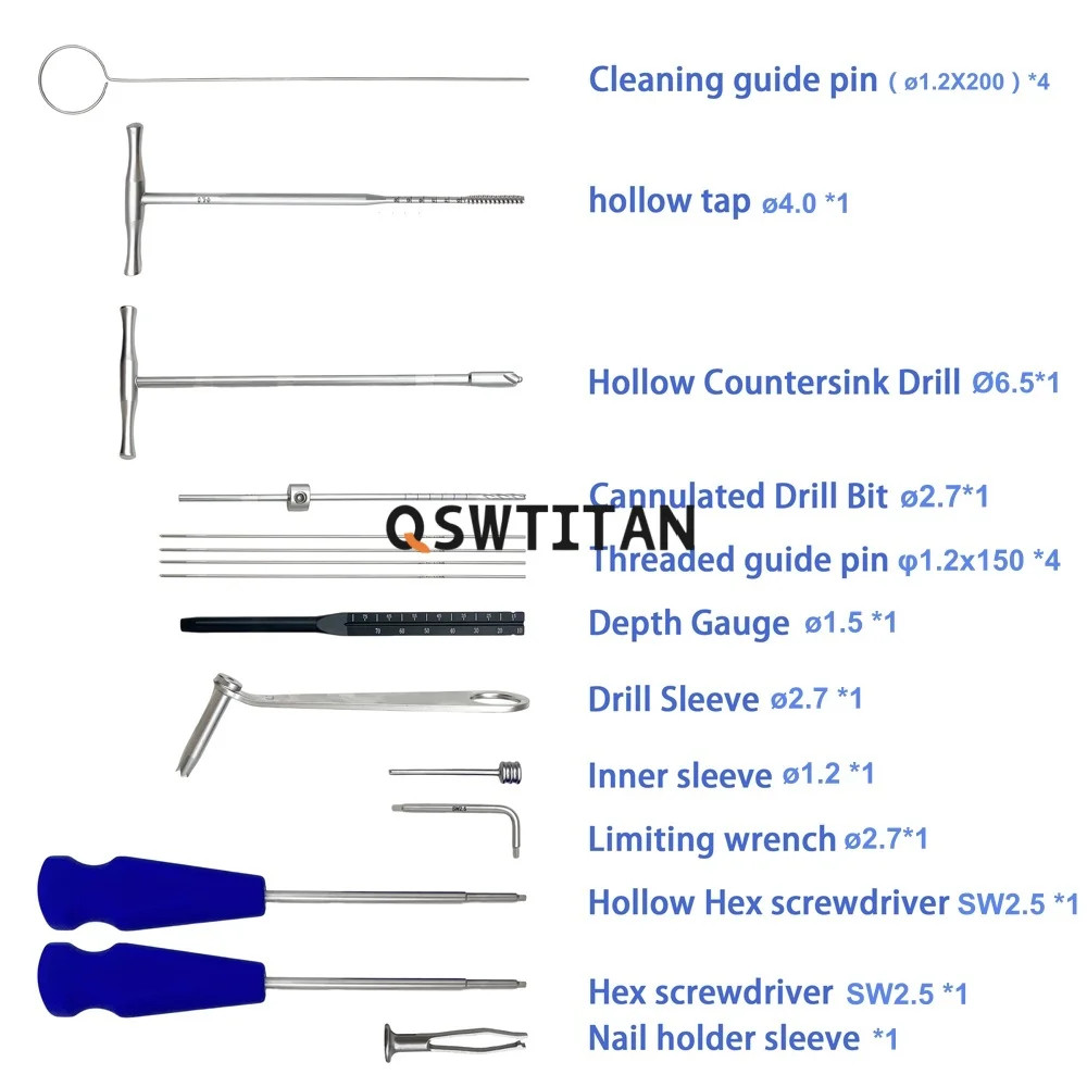 4.0mm Cannulated Herbert Orthopedic Screws set Stainless steel Trauma Instrument
