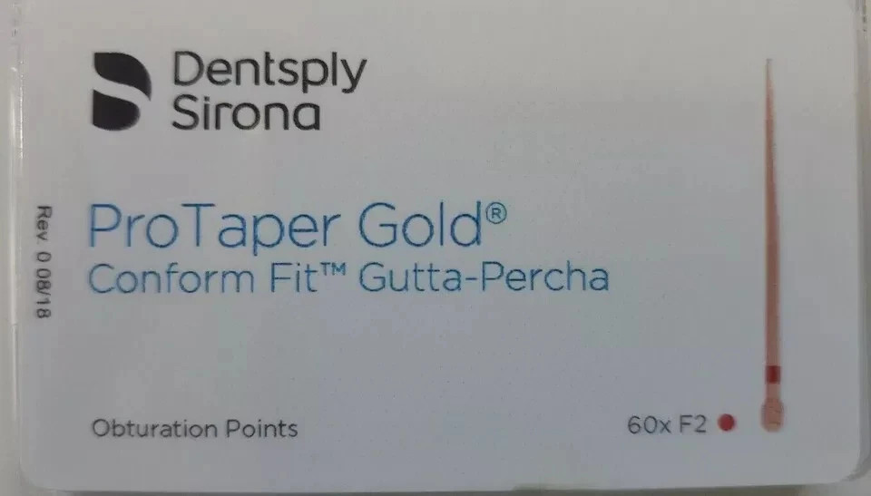 Protaper Gold F2 GUTTA Percha Points Dentsply Tulsa Box of 60