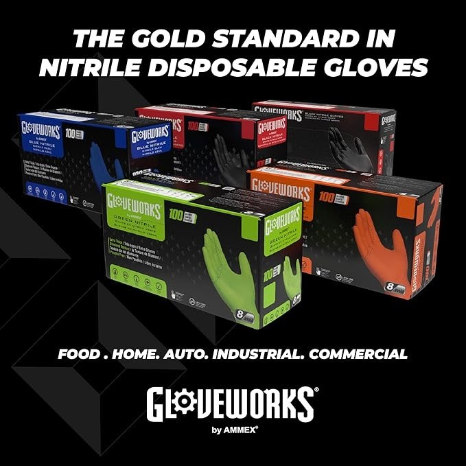 GLOVEWORKS GREEN NITRILE GLOVES LARGE GWGN46100