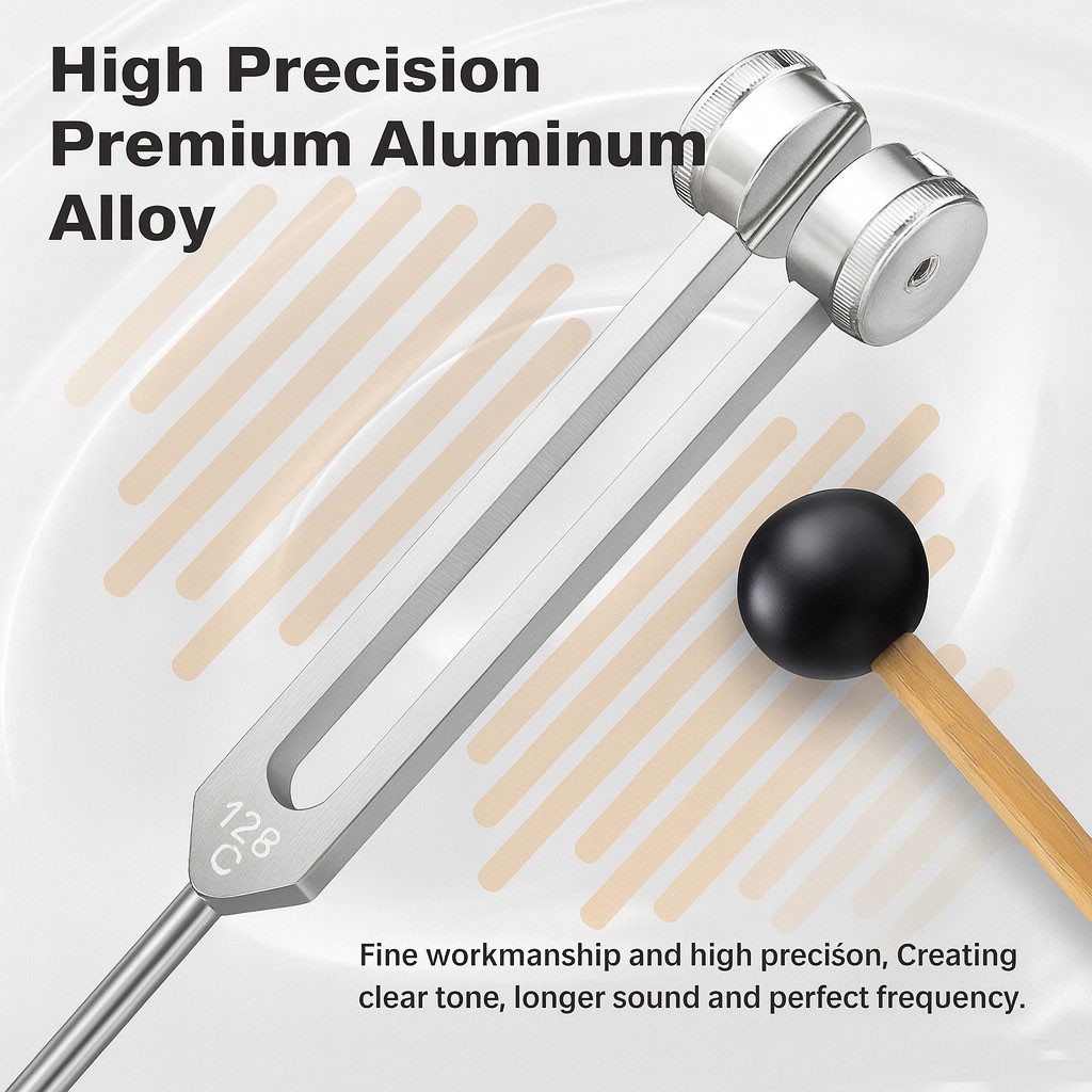 128Hz Healing Tuning Fork with Silicone Hammer Sound Therapy Musical Instrument