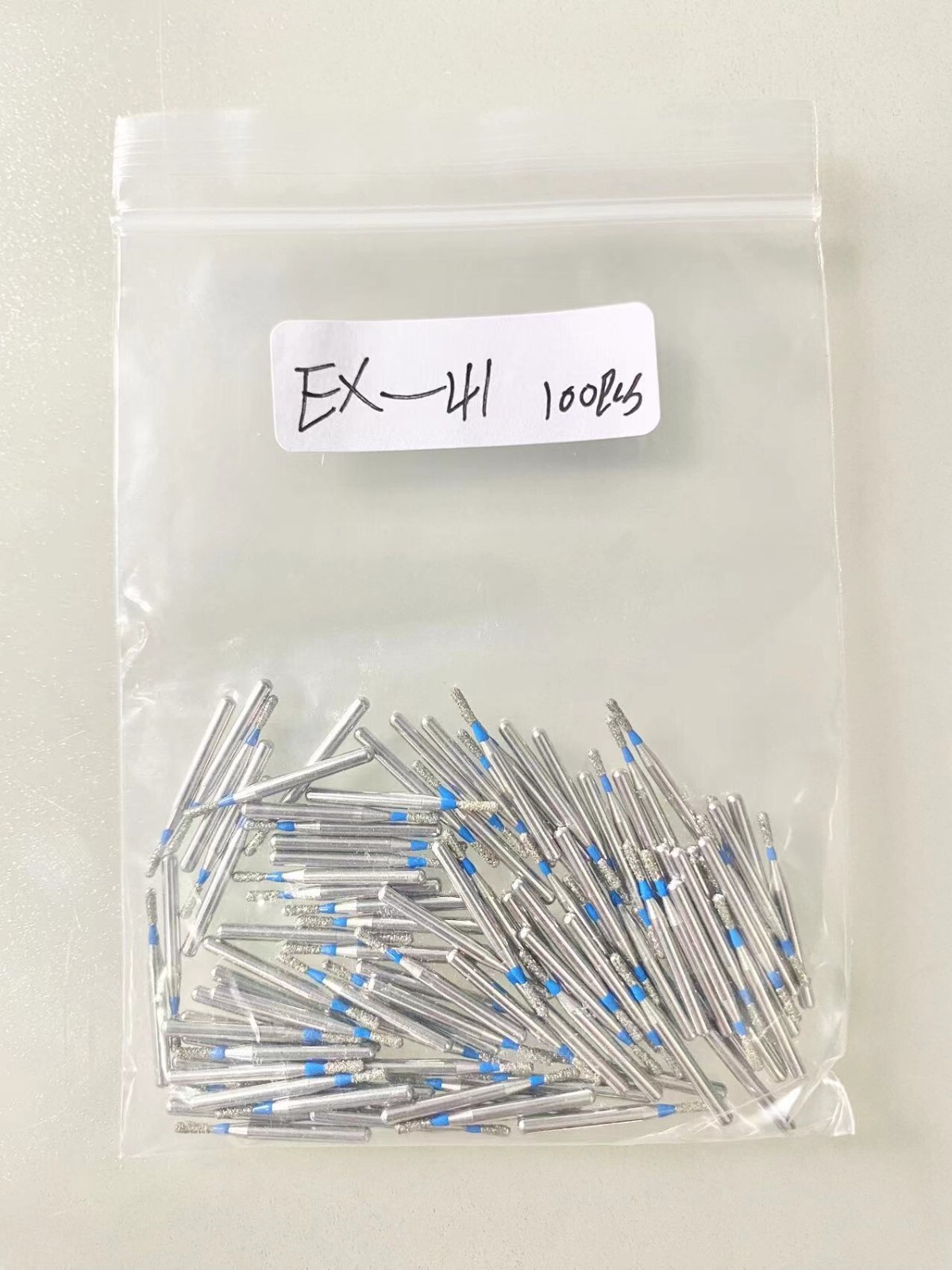 100 PCS EX-41 Blue Standard/Medium Diamond Burs for Dental High Speed Handpiece