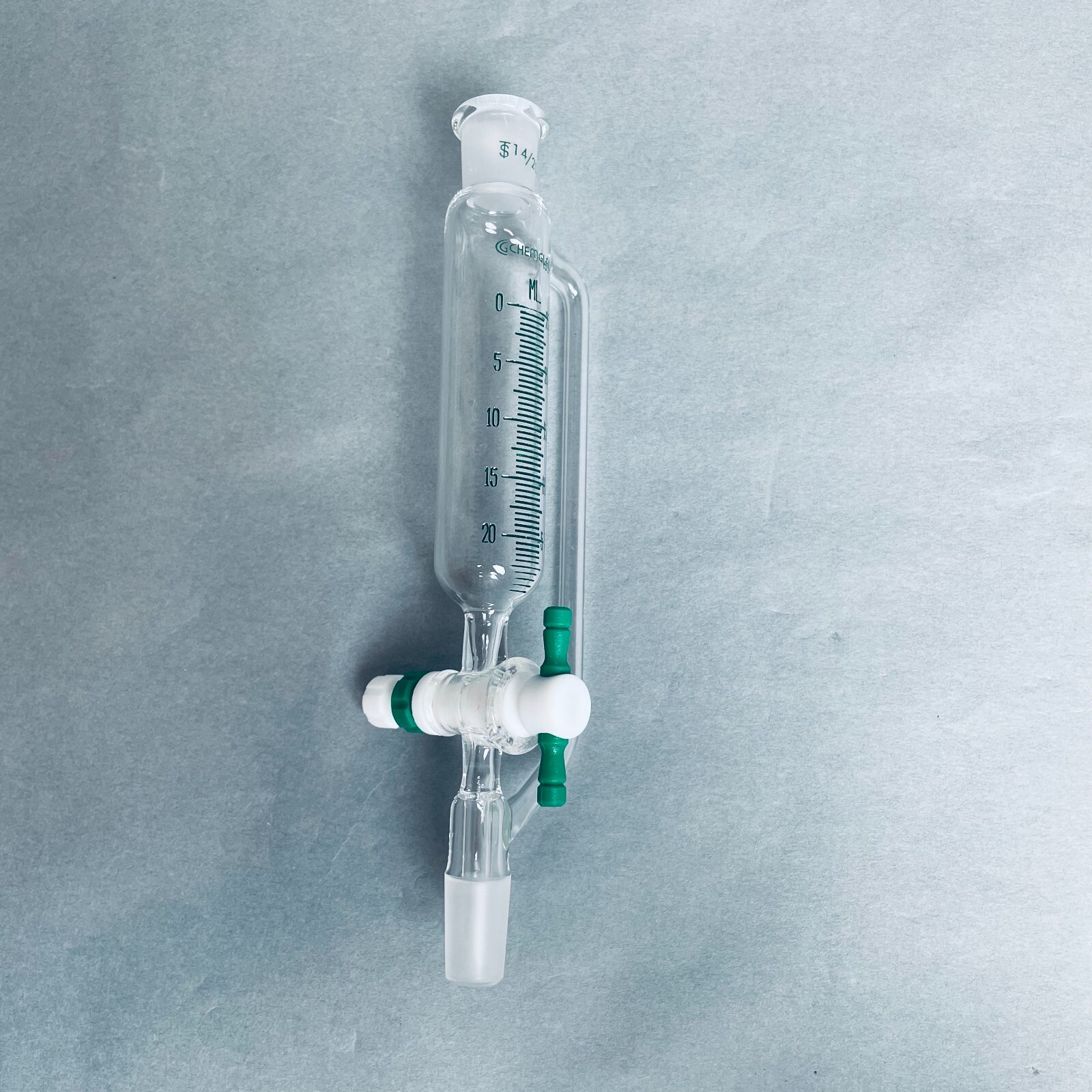 Chemglass Addition Funnel 25 ml Graduated 14/20 Joint with PTFE Stopcock