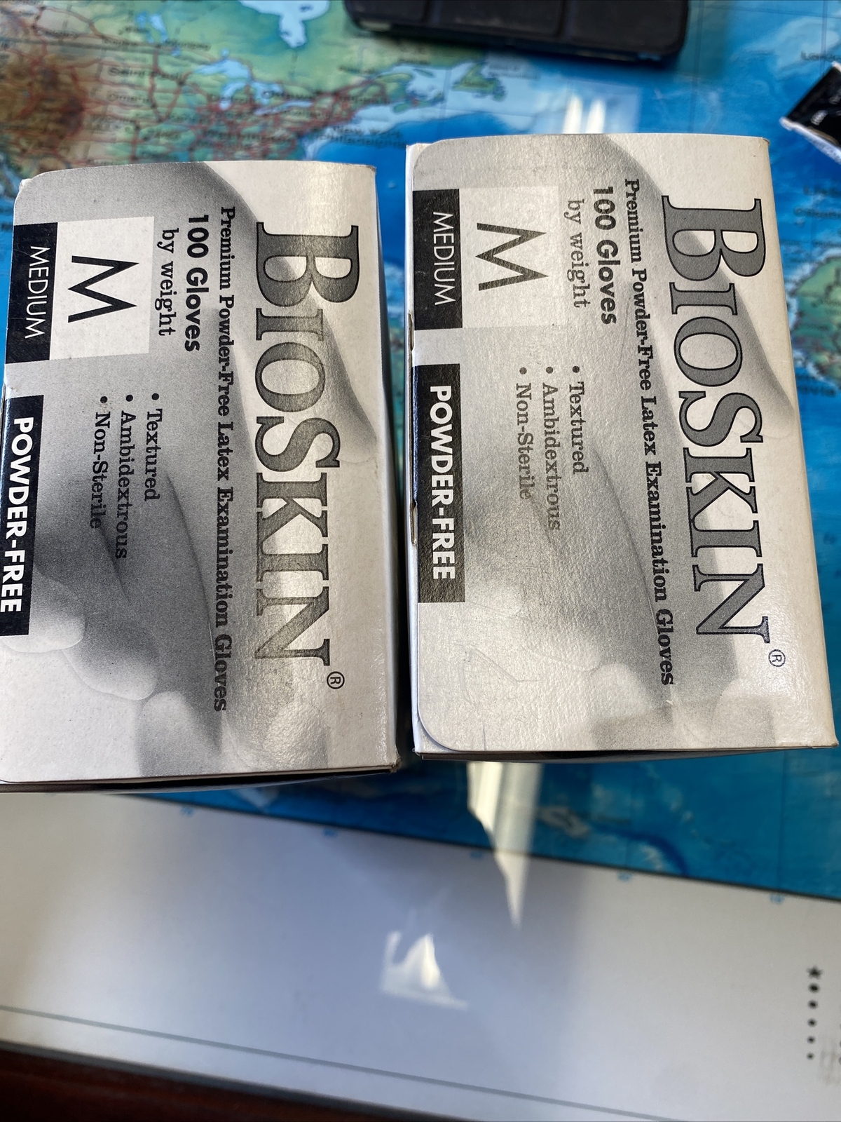 Bioskin Powder Free Latex Exam Gloves 2 boxes of 100 gloves size medium