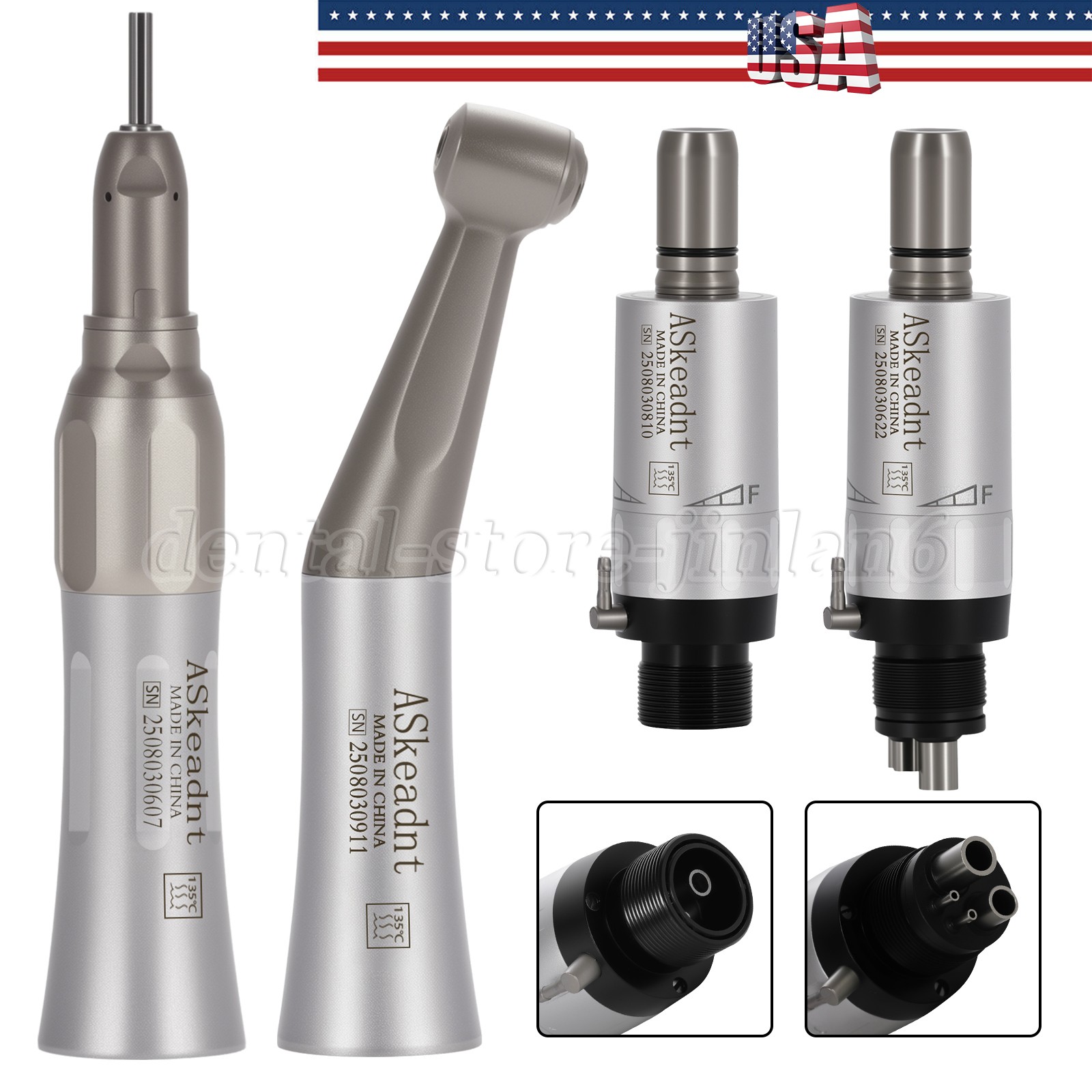 Dental E-generator LED High/Low Speed Handpiece Kit Straight 4Hole/2Hole