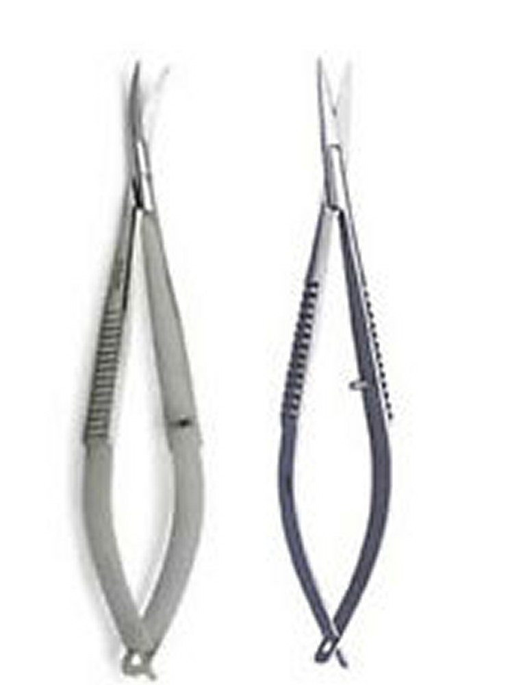 2 Noyes Scissors Ophthalmic Surgical Lab Instruments 1 STR. 1 Curved 4.5″ 4.50″