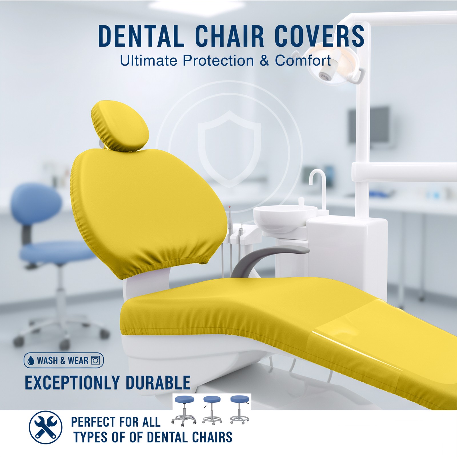 4Pcs Dental Chair Cover PU Leather Elastic Dentist Chair Seat Protective Sleeves