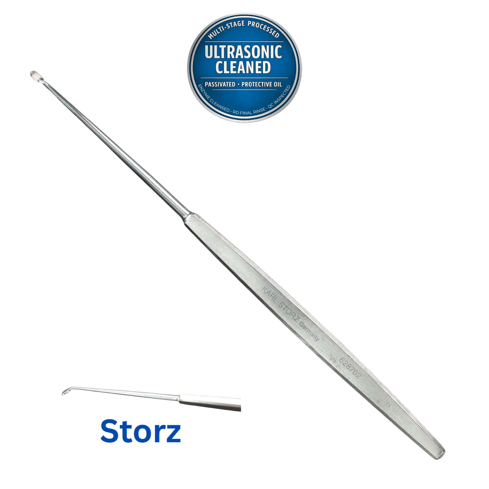Storz 628702 Antrum Curette, Small, 2mm x 5mm Cup, Angled, 7 5/8″