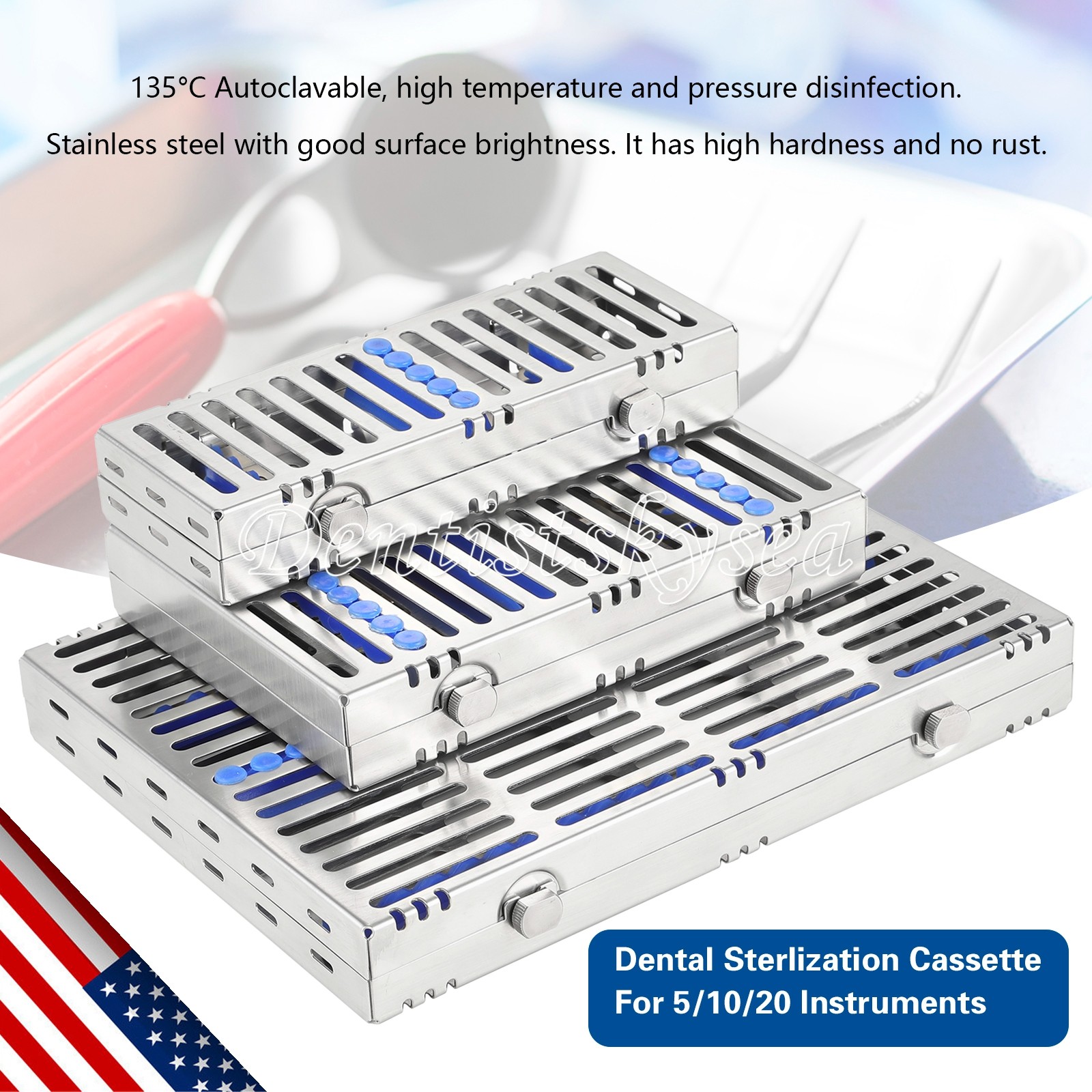 Dental Sterilization Cassette Rack Autoclavable Stainless Steel 135°C 5/10/20