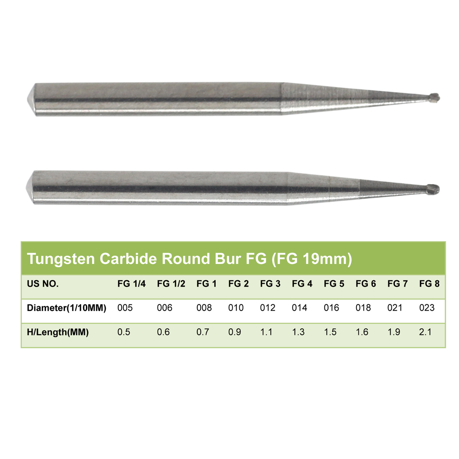 Wave Dental Round Carbide Burs FG 1/2 1/4 for High Speed Friction Grip 1.6mm