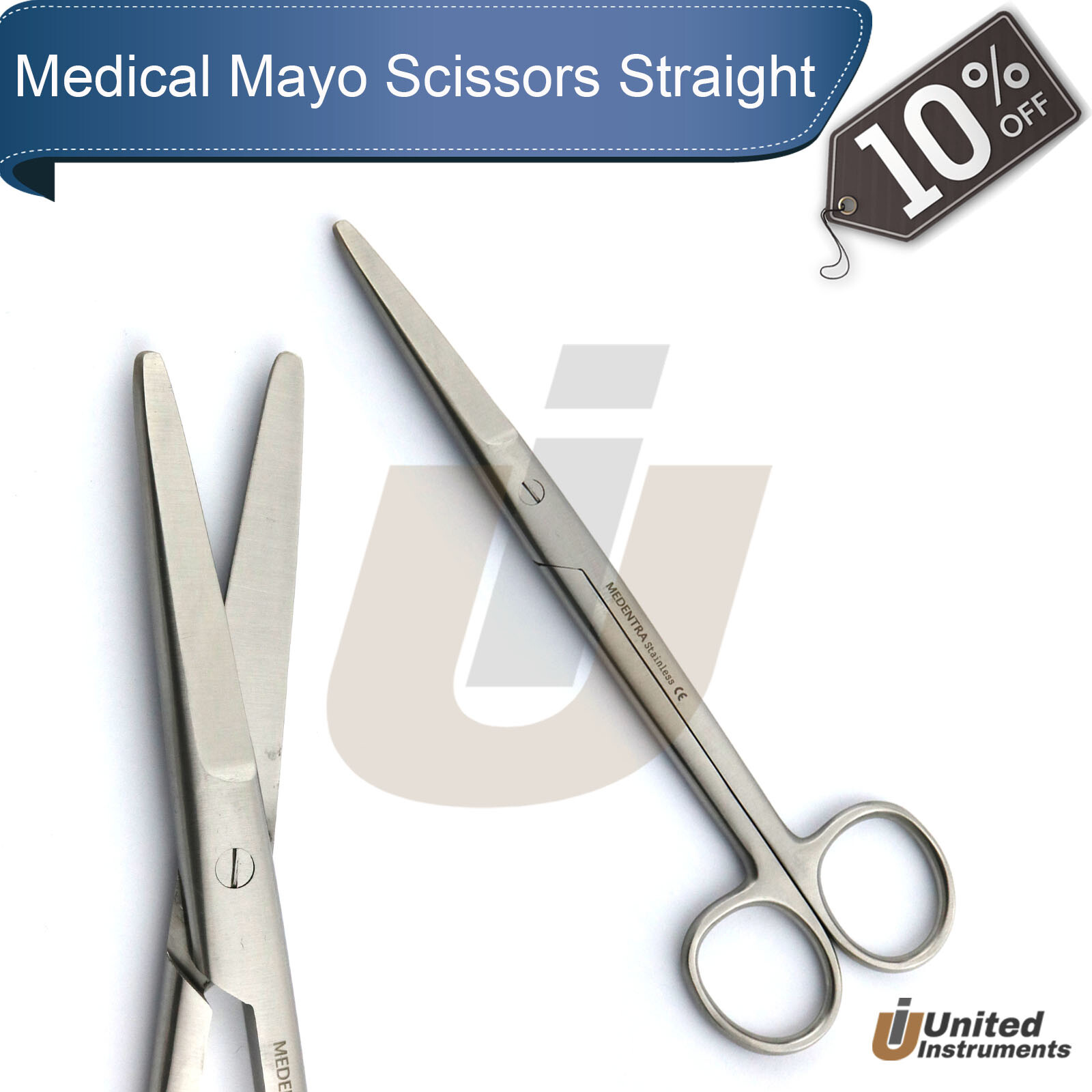 2Pcs Medical Mayo Scissors Straight + Curved Surgical Super Cut Dissection Shear