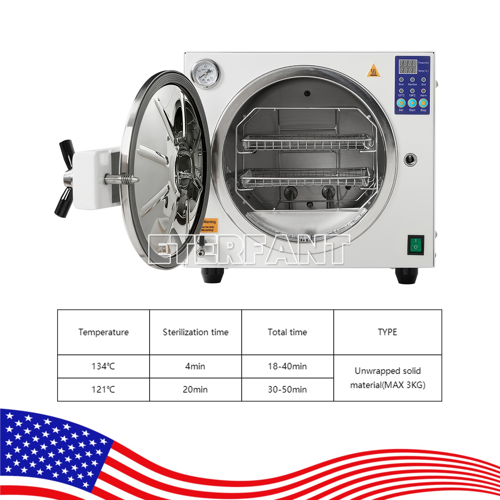 ETERFANT 18L Dental Steam Sterilizer/Medical ClassB Autoclave Sterilizer+Printer