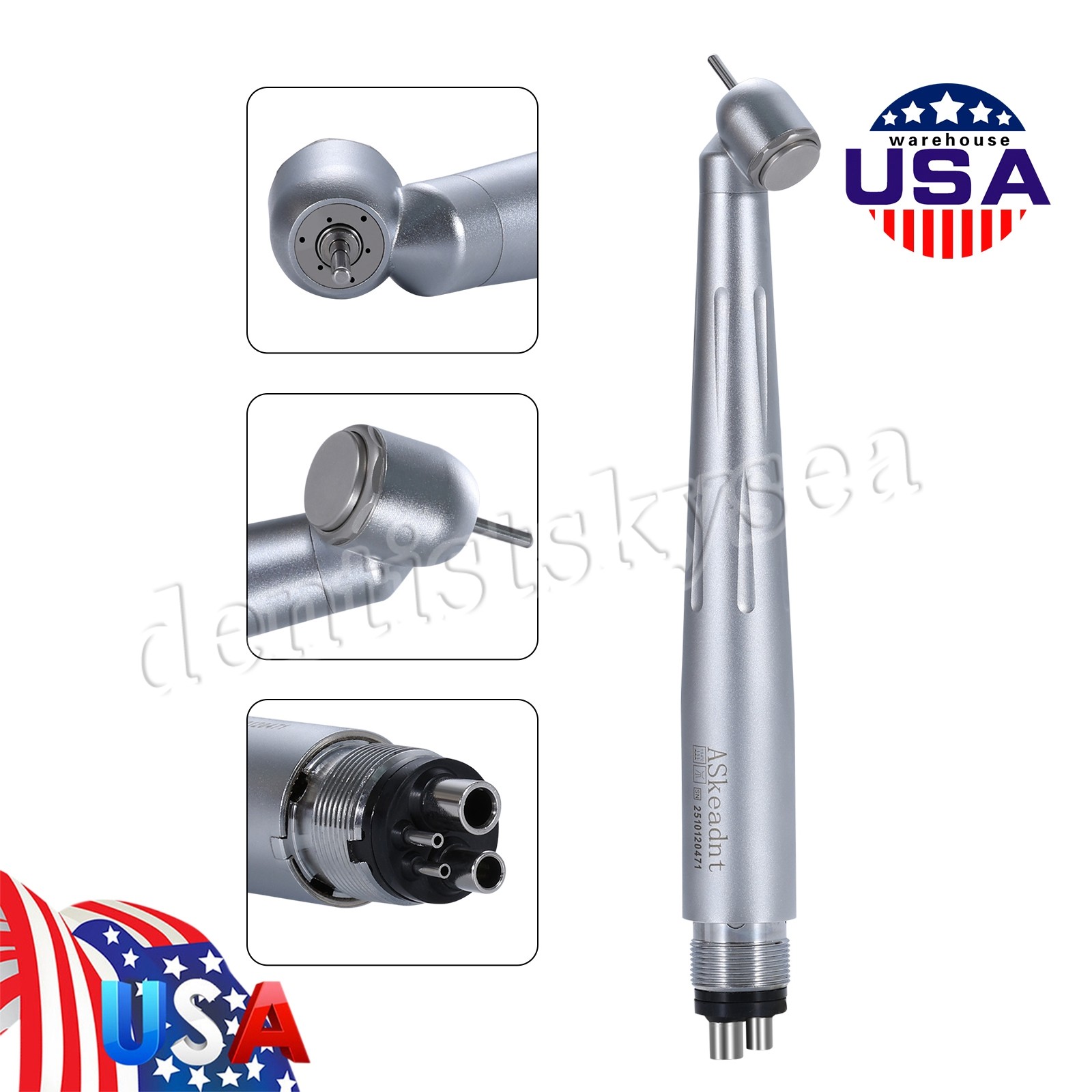 Dental 45 Degree High Speed Handpiece 4Holes Air Turbine WCA4 Push Button WCA4