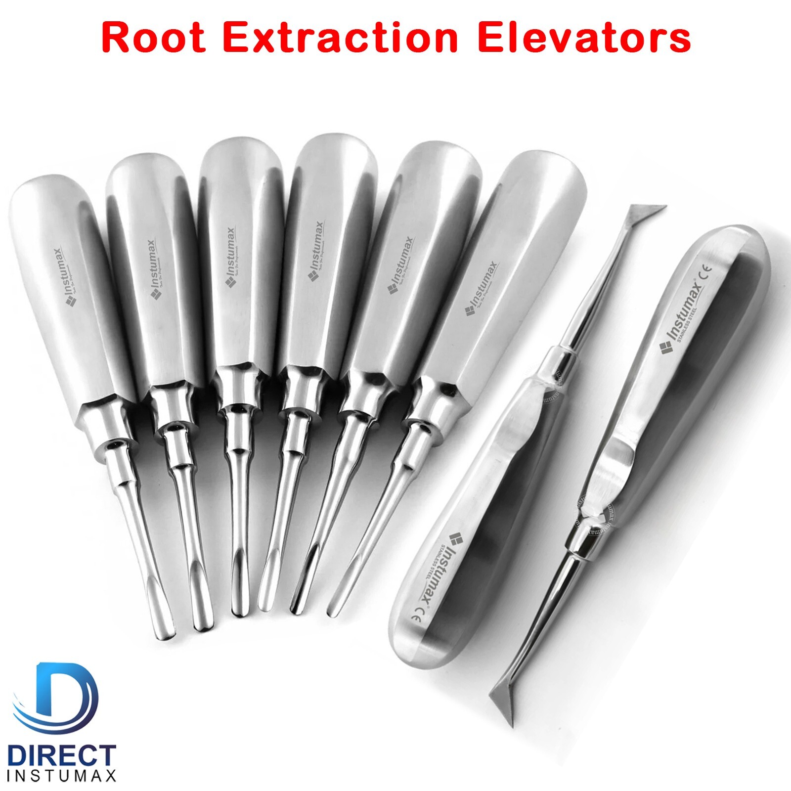 Dental Elevators Set Of 8 Tooth Extraction Luxating Root Tip Implant Surgical CE