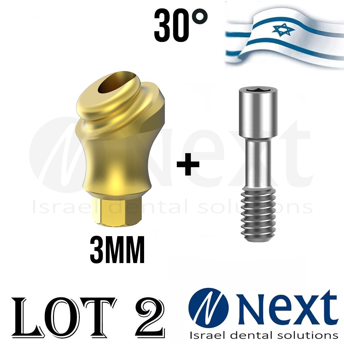 LOTx2 Angulated 30 deg Flat abutment 3 mm internal hex