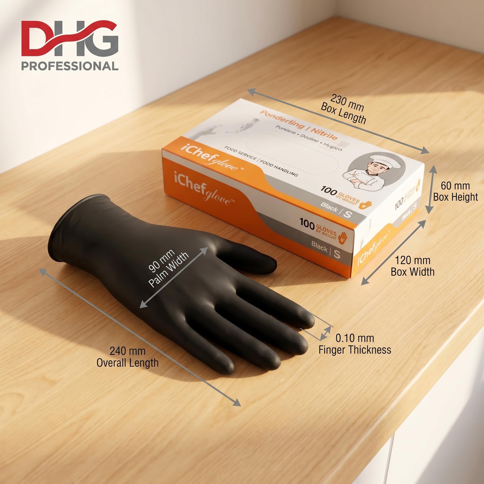 100 count Food Food Handling Nitrile Gloves Black (Medium)