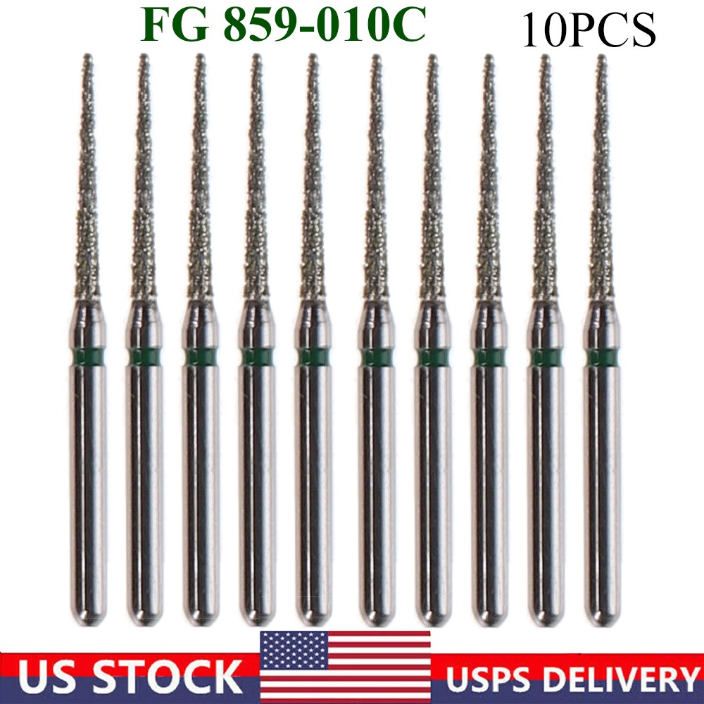 10x Diamond Bur Needle Diamond Burs FG 859-010C for Handpiece Fine Medium Coarse