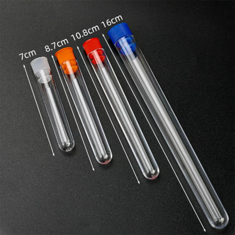 1/5/10/20/50/100Pcs Plastic Clear Lab Test Tubes Vial Sample Container Bottles