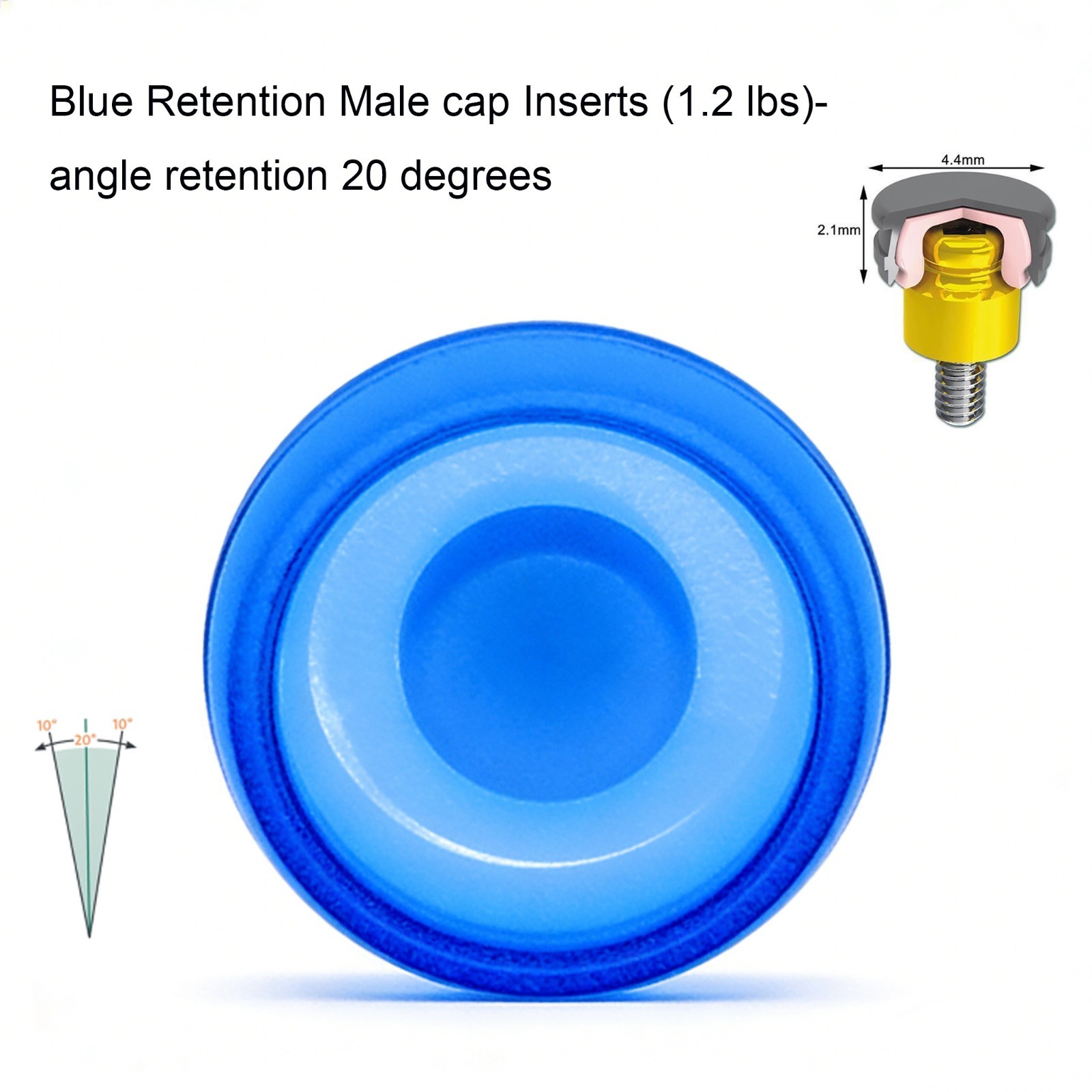 US Overdenture implant retention Male Cap Standard Blue 1.2lbs 4pcs Zest Locator