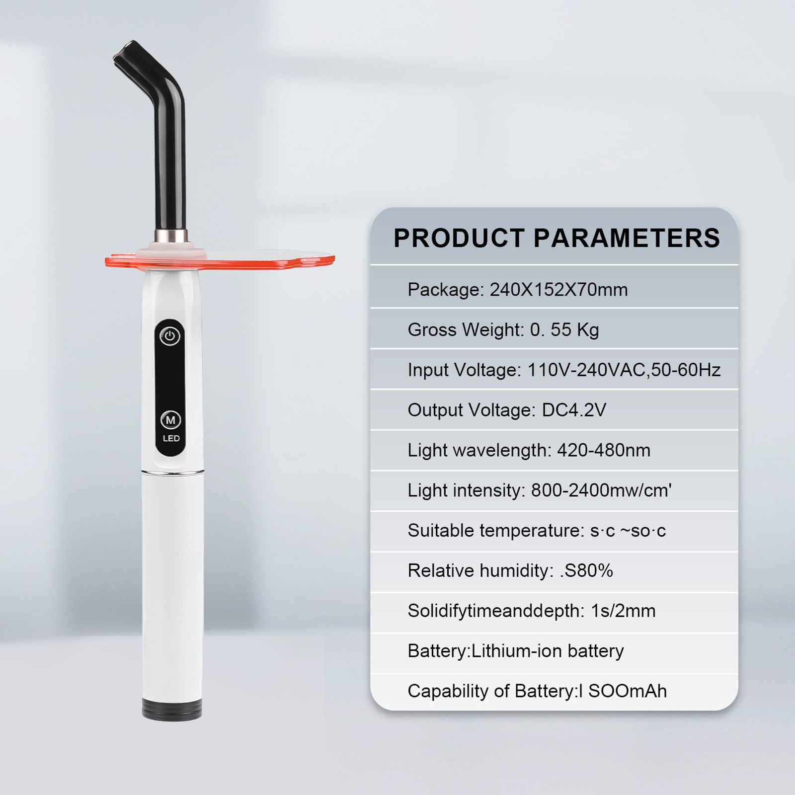 5W High Power Dental LED Curing Light 420-480nm Resin Cure Lamp 4 Working Modes