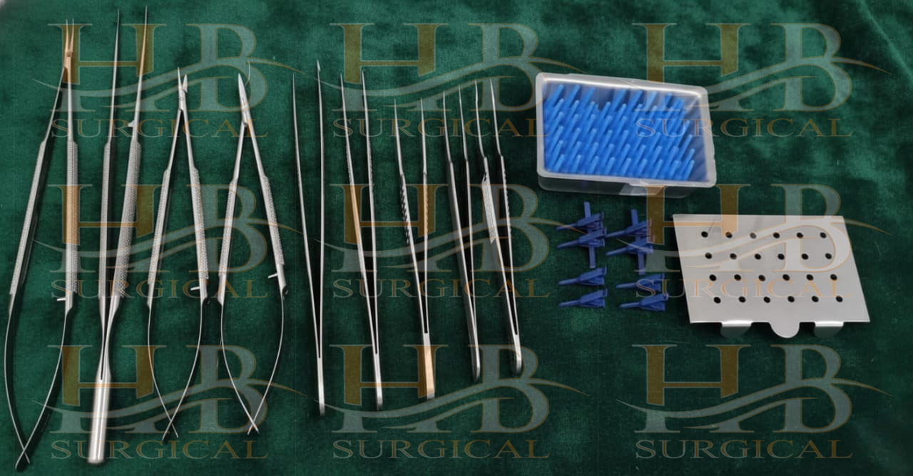 Micro Surgery Instrument Set 9 Pcs With Micro Vascular Clamp Plastic Surgery