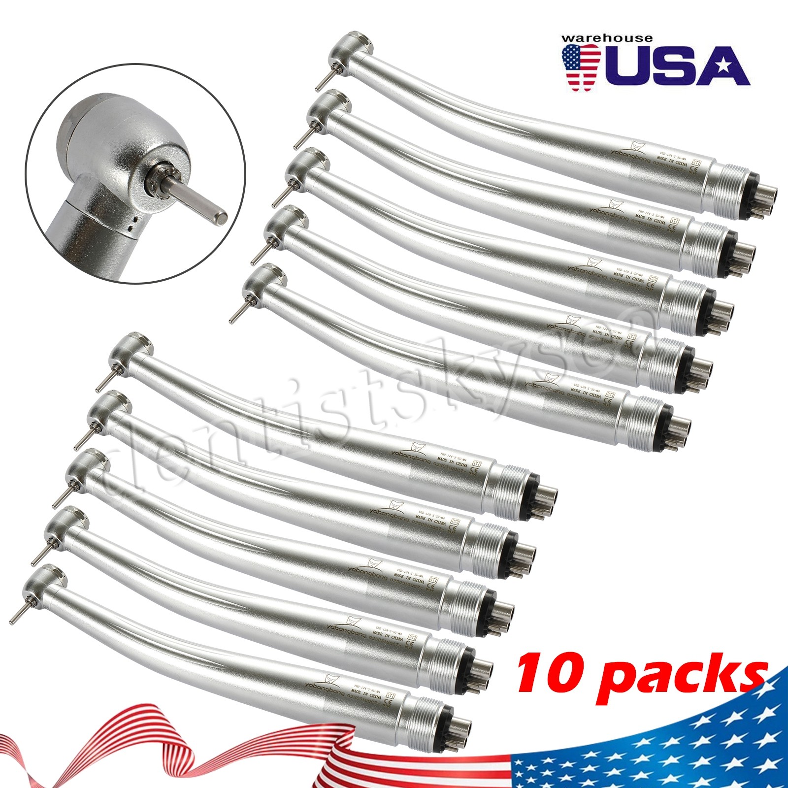10Pcs Dental Fast High Speed Handpiece Push Button 4H U3BM Pediatric Mini