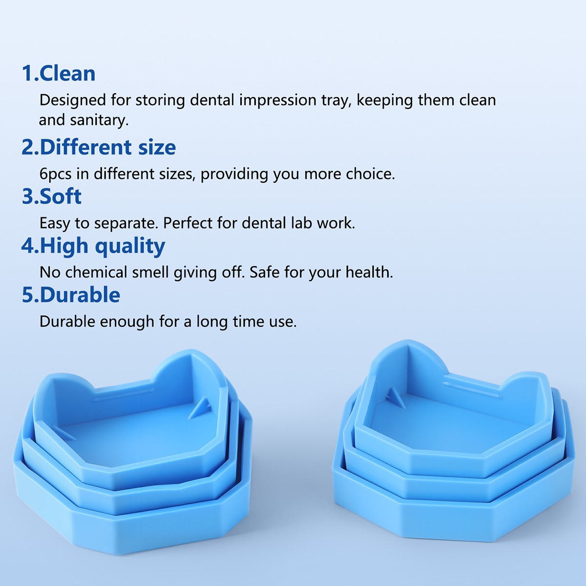 6PCS AZDENT Dental Lab Model Former Base Molds Set Silicone Mould Tray Base