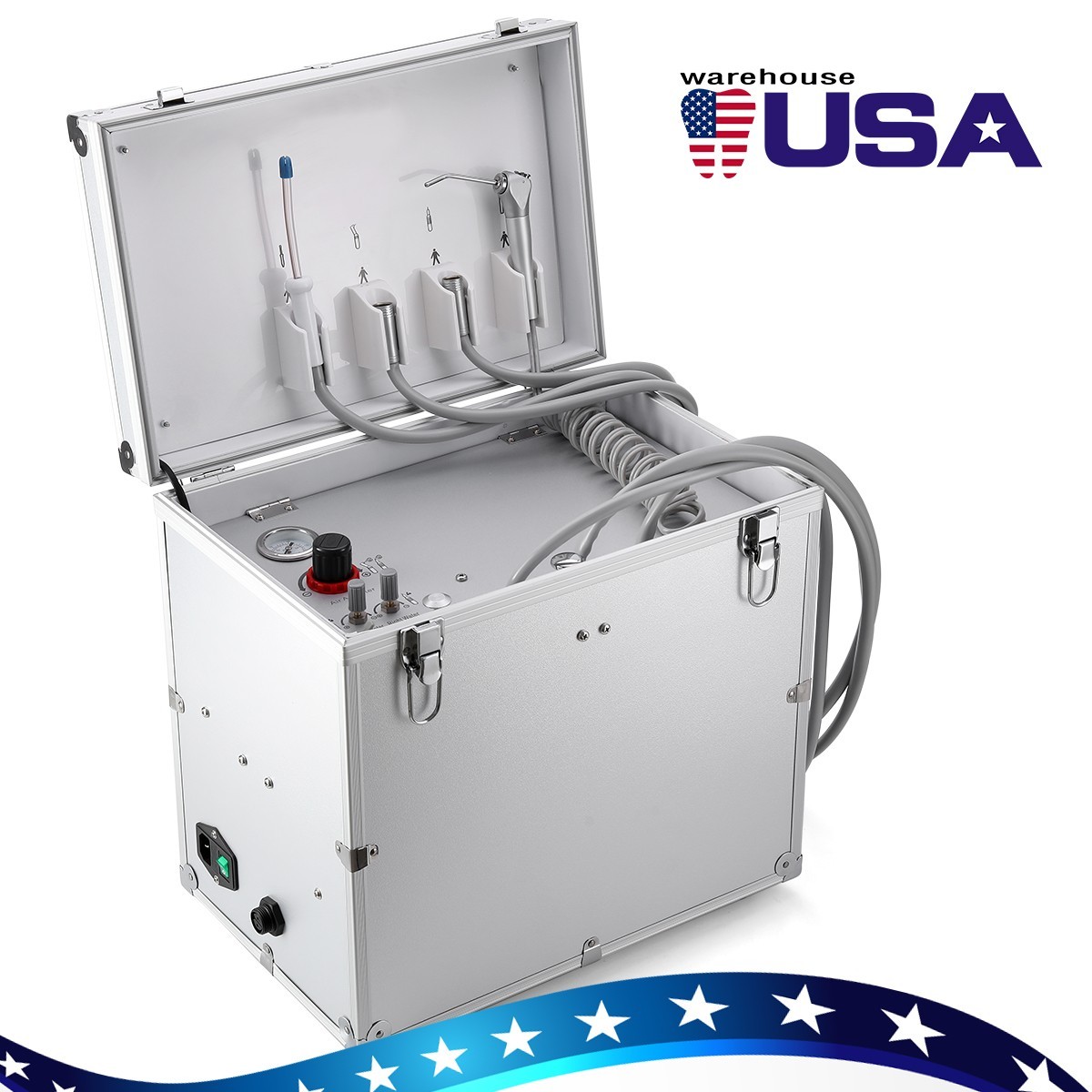 Portable Dental Delivery Unit Air Compressor Suction 4 Hole Mobile Treatment Box