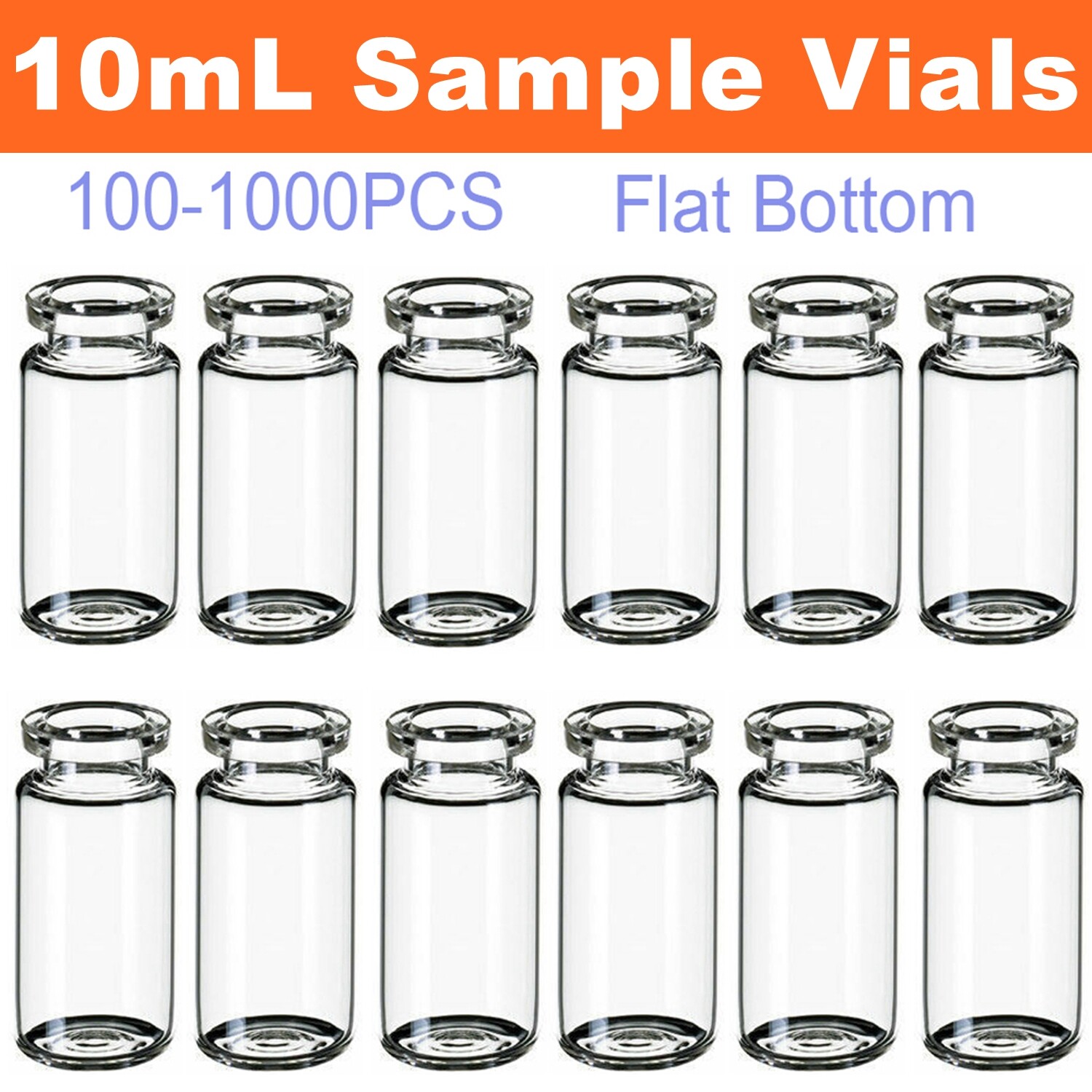 10000pcs 10mL Lab Vials Borosilicate Glass Clear Headspace Crimp Top Flat Bottom