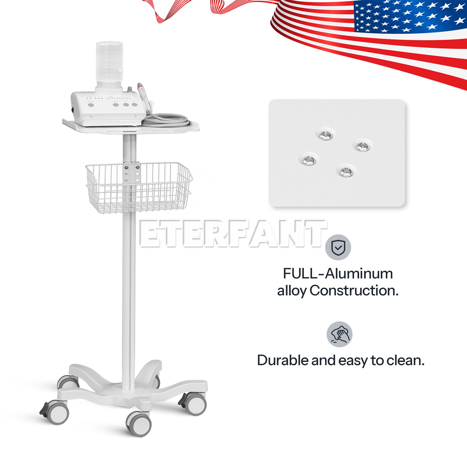 Dental Medical Mobile Folding Chair Air Turbine Set Blue/Rolling Trolley Cart