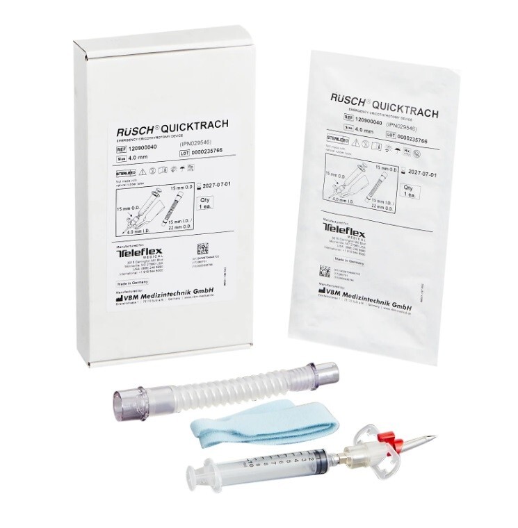 RUSCH QUICKTRACH 120900040 New In Box 4mm EMERGENCY CRICOTHYROTOMY DEVICE 4MM