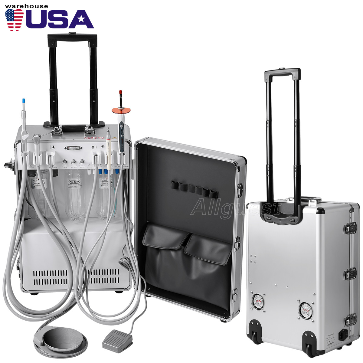 Portable Mobile Dental Delivery Unit Cart Air Compressor Suction+Scaler P206