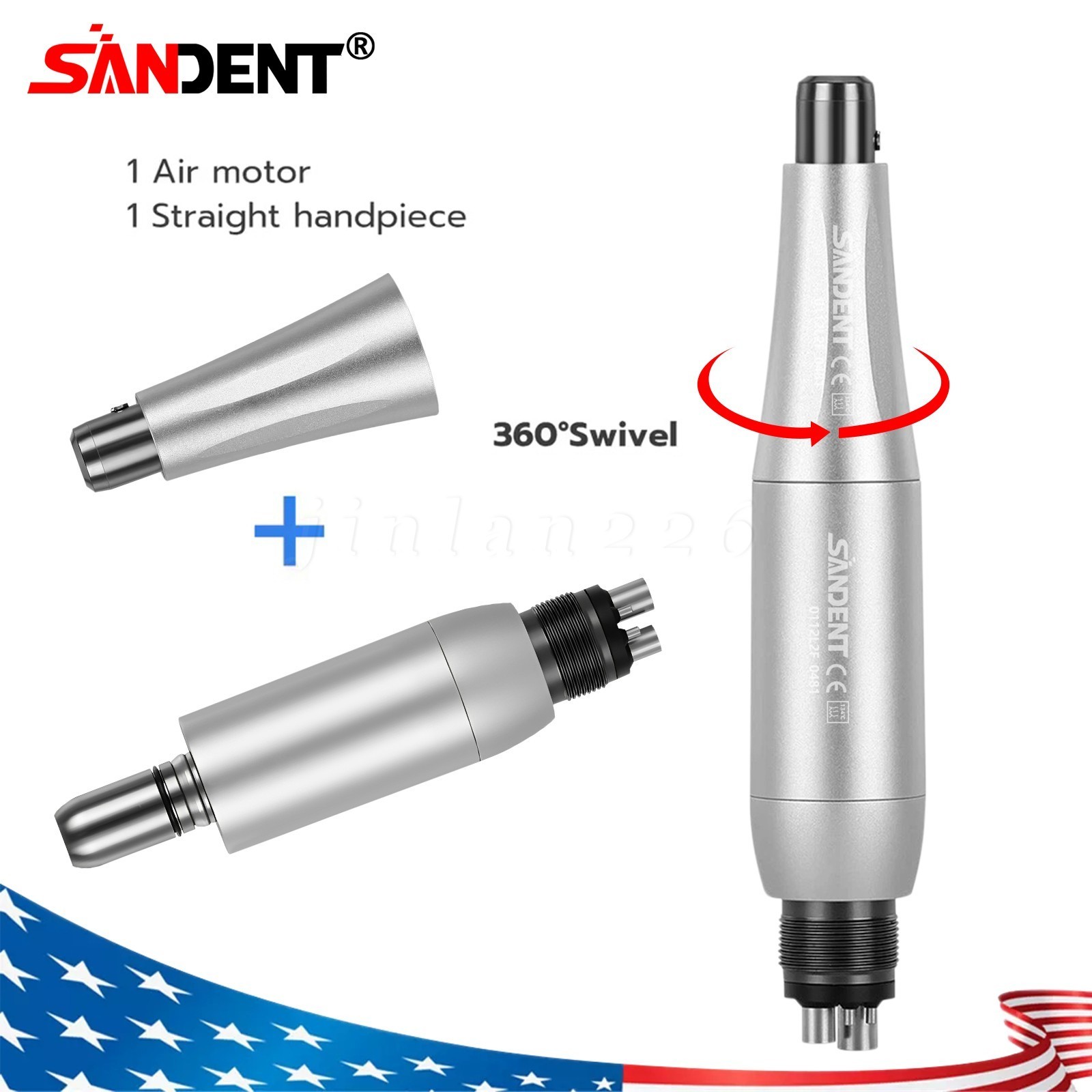 Dental Hygiene Prophy Handpiece Straight Nosecone 1:1 4:1 Low Speed Air Motor 4H