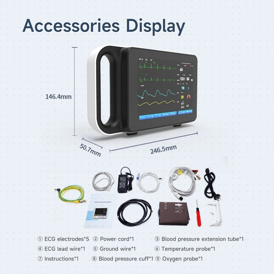 7 Inch Portable Touch Screen Multi-parameter Patient Vital Signs Monitor