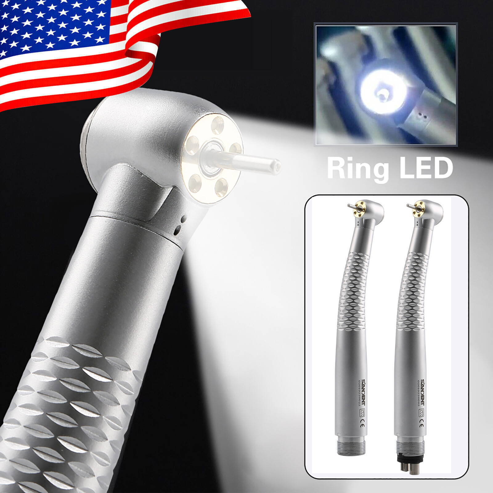Dental LED E-generator High Speed Handpiece 5*Bulb Fiber Optic / Rotor Y