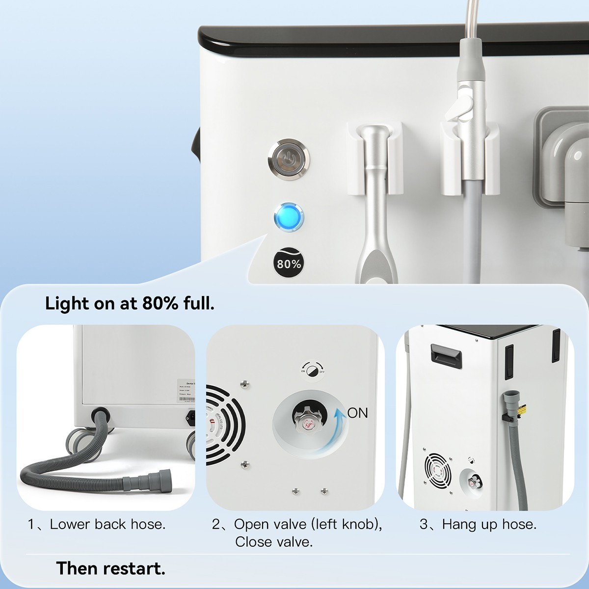 Portable Dental Suction Unit Mobile Suction Vacuum Pump Machine 400L/min AZDENT