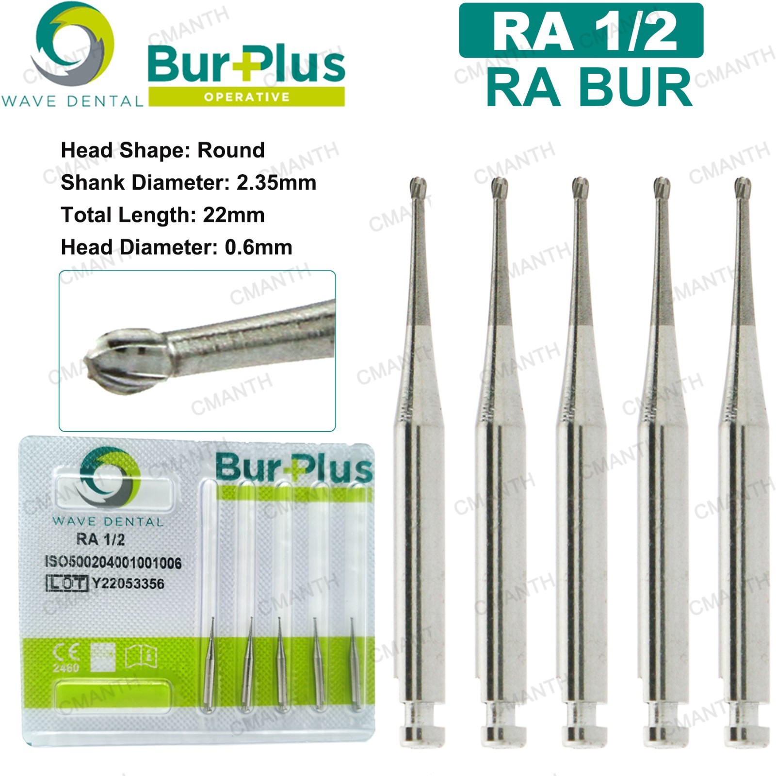 Wave Dental Carbide Burs Implant Bur Latch RA 2.35mm For Slow Speed Contra Angle
