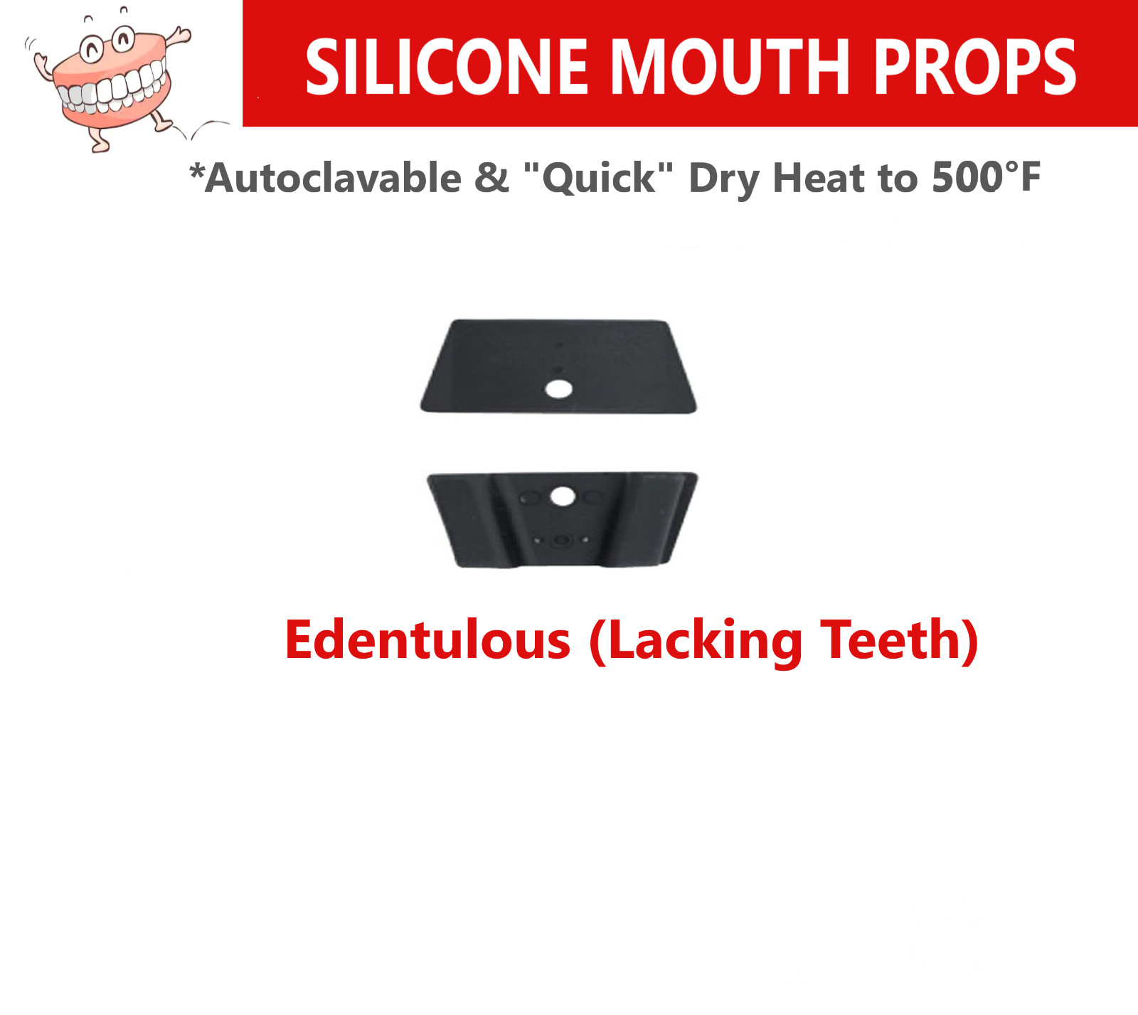Dental SILICONE MOUTH PROPS Autoclavable Heat to 500°F X-Large/ Edentulous Black