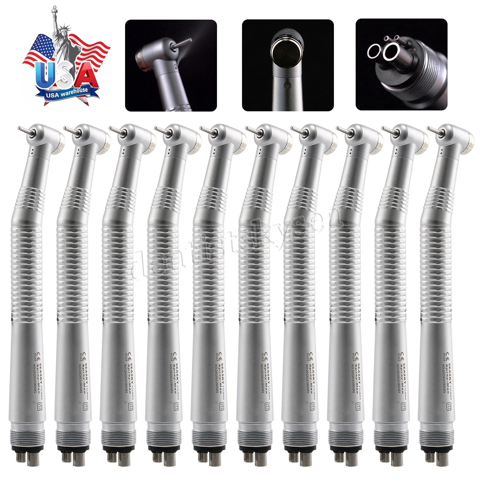 10 Pcs High Speed Turbine Handpiece Push 4Hole Seasky NSK PANA MAX Style Dental
