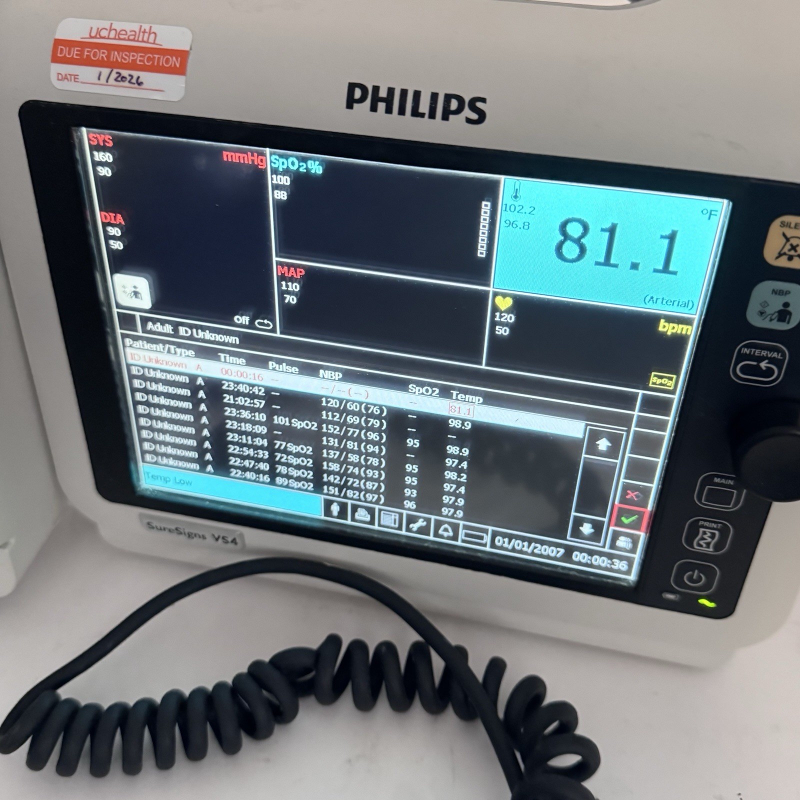Philips SureSigns VS4 Portable Vital Signs Patient Monitor