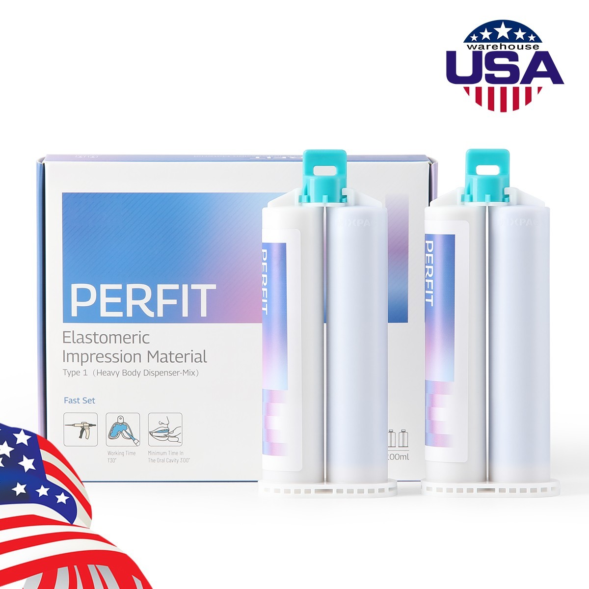 Dental PERFIT Elastomeric Impression Material Type 1 Heavy Body Fast Set 50ml*2