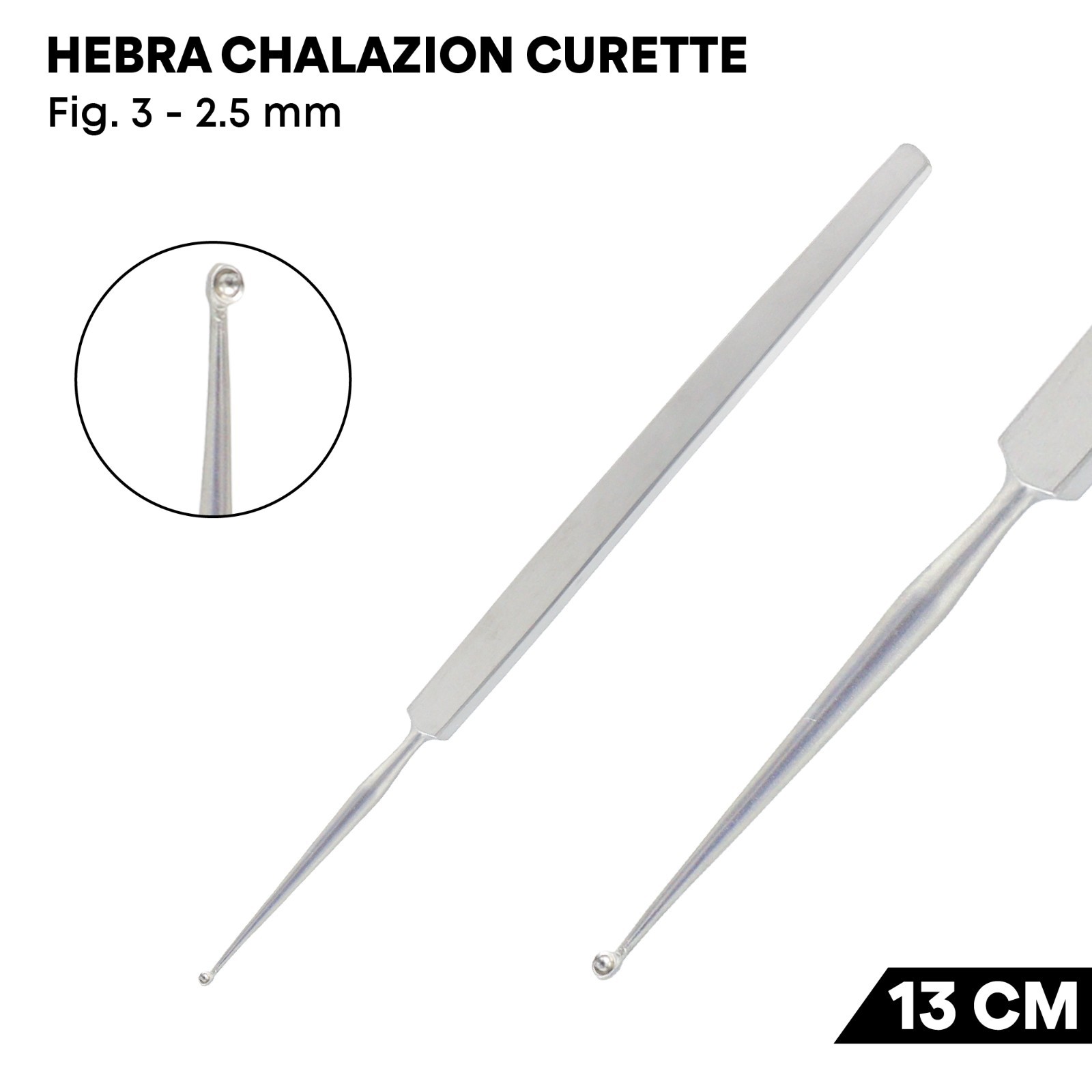 Hebra Chalazion Curette 2.5mm Fig.3 Stainless Steel Ophthalmic Instruments